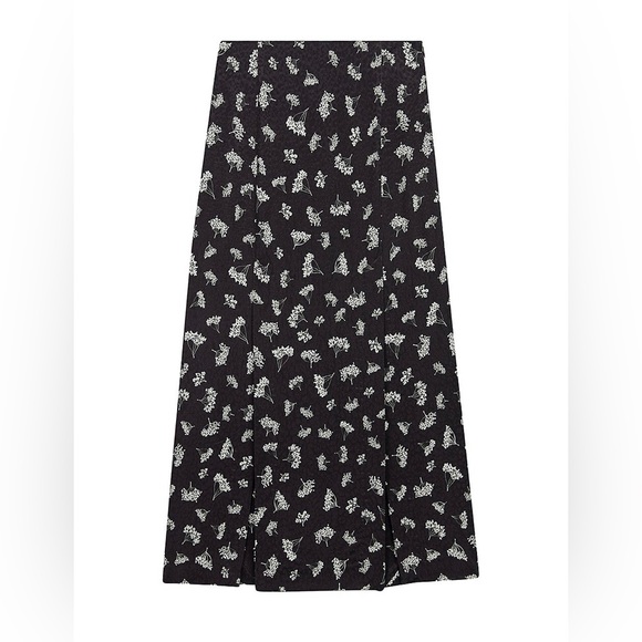 Maje Size 38 Jiseille Printed Midi Slit Skirt - Picture 1 of 8